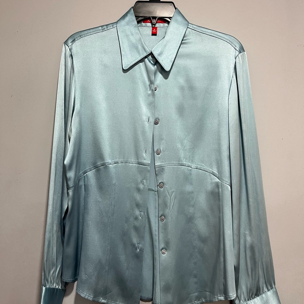 Anne Klein Light Blue Satin Blouse